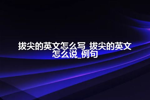 拔尖的英文怎么写_拔尖的英文怎么说_例句