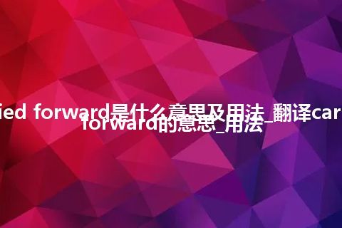 carried forward是什么意思及用法_翻译carried forward的意思_用法