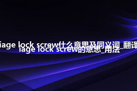 carriage lock screw什么意思及同义词_翻译carriage lock screw的意思_用法