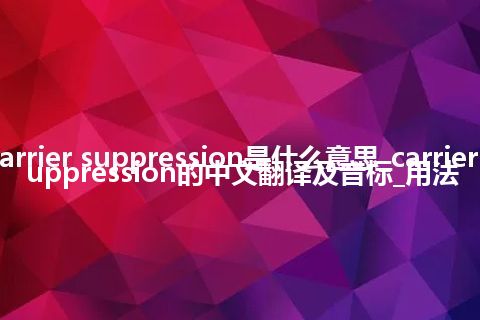 carrier suppression是什么意思_carrier suppression的中文翻译及音标_用法