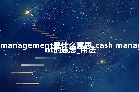 cash management是什么意思_cash management的意思_用法