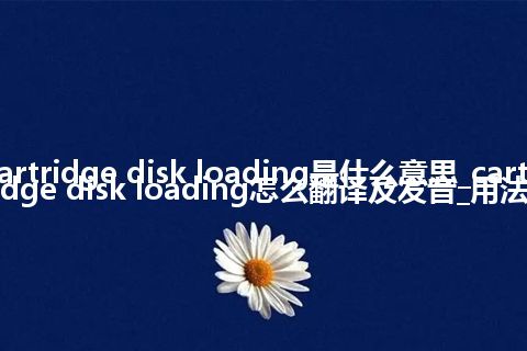 cartridge disk loading是什么意思_cartridge disk loading怎么翻译及发音_用法