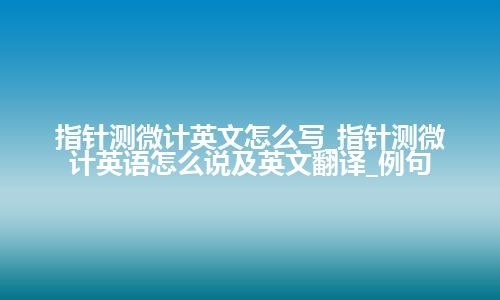 指针测微计英文怎么写_指针测微计英语怎么说及英文翻译_例句