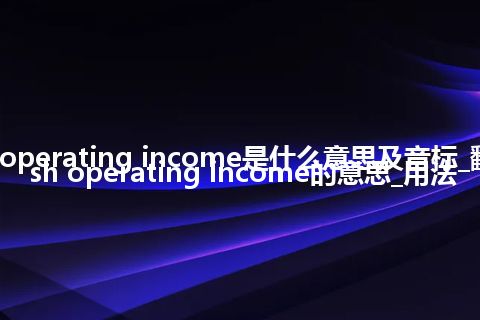 cash operating income是什么意思及音标_翻译cash operating income的意思_用法