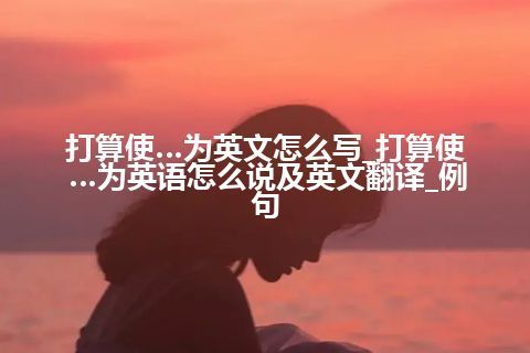 打算使…为英文怎么写_打算使…为英语怎么说及英文翻译_例句