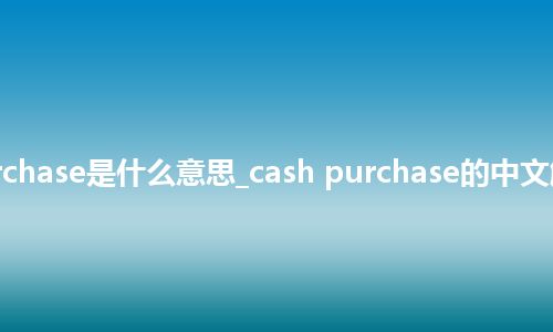 cash purchase是什么意思_cash purchase的中文解释_用法