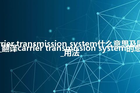 carrier transmission system什么意思及同义词_翻译carrier transmission system的意思_用法