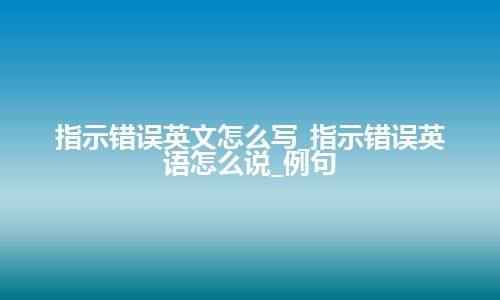 指示错误英文怎么写_指示错误英语怎么说_例句