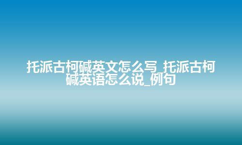 托派古柯碱英文怎么写_托派古柯碱英语怎么说_例句