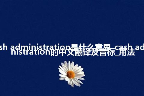 cash administration是什么意思_cash administration的中文翻译及音标_用法