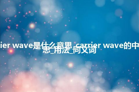 carrier wave是什么意思_carrier wave的中文意思_用法_同义词