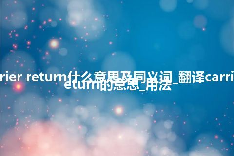 carrier return什么意思及同义词_翻译carrier return的意思_用法