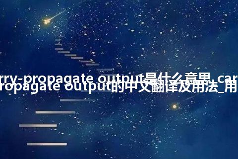 carry-propagate output是什么意思_carry-propagate output的中文翻译及用法_用法