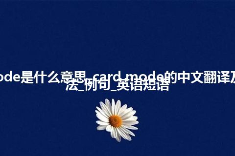 card mode是什么意思_card mode的中文翻译及音标_用法_例句_英语短语