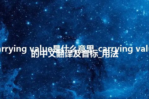 carrying value是什么意思_carrying value的中文翻译及音标_用法