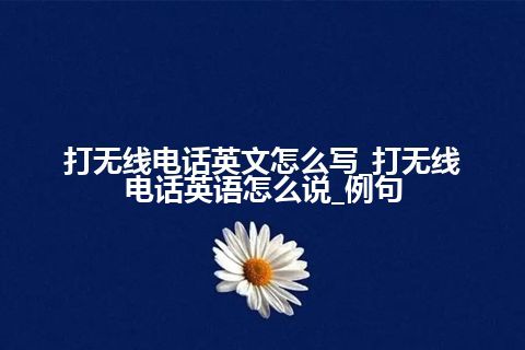 打无线电话英文怎么写_打无线电话英语怎么说_例句