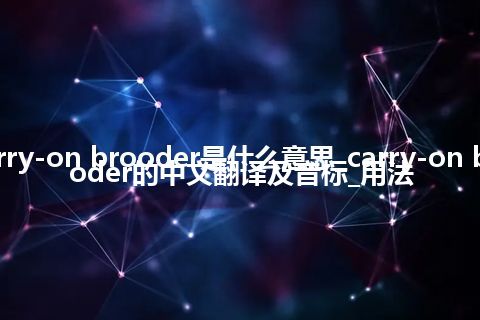 carry-on brooder是什么意思_carry-on brooder的中文翻译及音标_用法