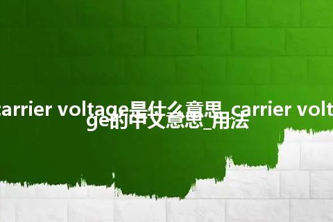 carrier voltage是什么意思_carrier voltage的中文意思_用法