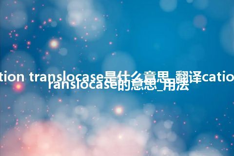 cation translocase是什么意思_翻译cation translocase的意思_用法