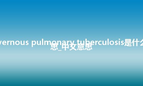 cavernous pulmonary tuberculosis是什么意思_中文意思