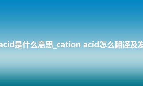 cation acid是什么意思_cation acid怎么翻译及发音_用法