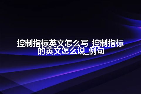 控制指标英文怎么写_控制指标的英文怎么说_例句