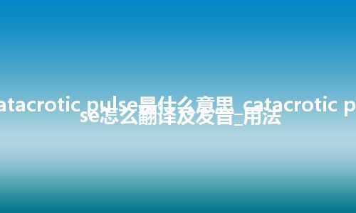 catacrotic pulse是什么意思_catacrotic pulse怎么翻译及发音_用法