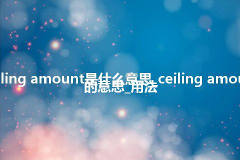 ceiling amount是什么意思_ceiling amount的意思_用法