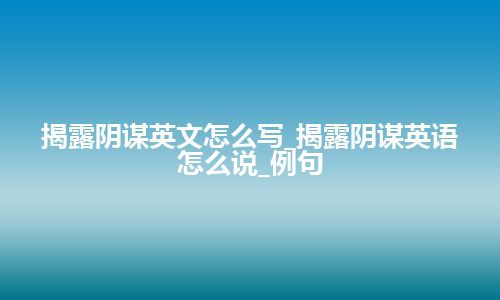 揭露阴谋英文怎么写_揭露阴谋英语怎么说_例句