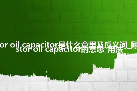 castor oil capacitor是什么意思及反义词_翻译castor oil capacitor的意思_用法