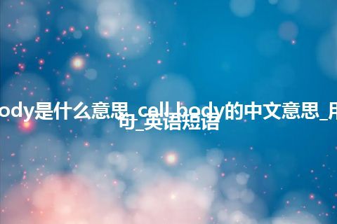 cell body是什么意思_cell body的中文意思_用法_例句_英语短语