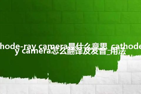 cathode-ray camera是什么意思_cathode-ray camera怎么翻译及发音_用法