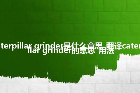 caterpillar grinder是什么意思_翻译caterpillar grinder的意思_用法