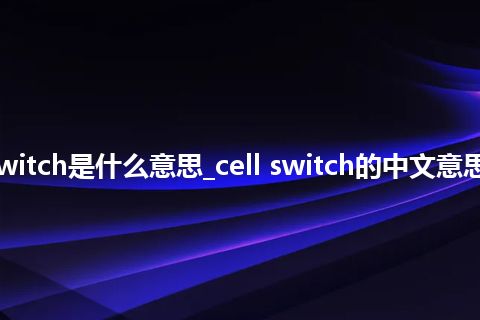 cell switch是什么意思_cell switch的中文意思_用法