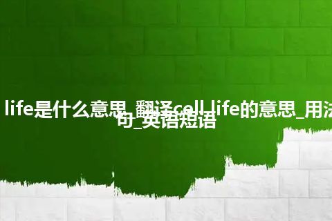 cell life是什么意思_翻译cell life的意思_用法_例句_英语短语