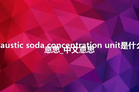 caustic soda concentration unit是什么意思_中文意思