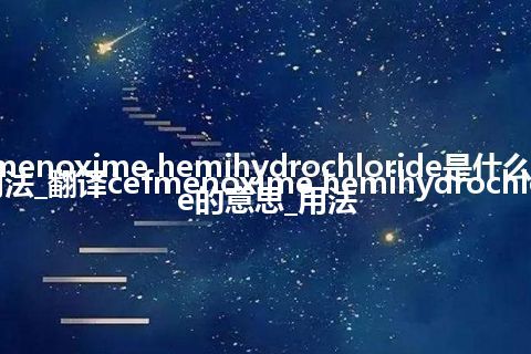 cefmenoxime hemihydrochloride是什么意思及用法_翻译cefmenoxime hemihydrochloride的意思_用法