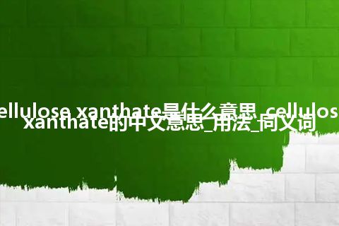 cellulose xanthate是什么意思_cellulose xanthate的中文意思_用法_同义词