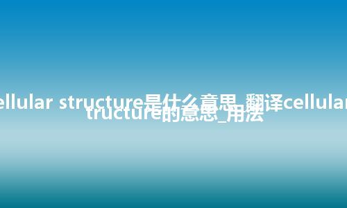 cellular structure是什么意思_翻译cellular structure的意思_用法