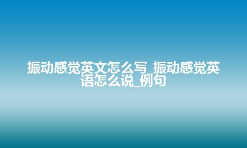 振动感觉英文怎么写_振动感觉英语怎么说_例句