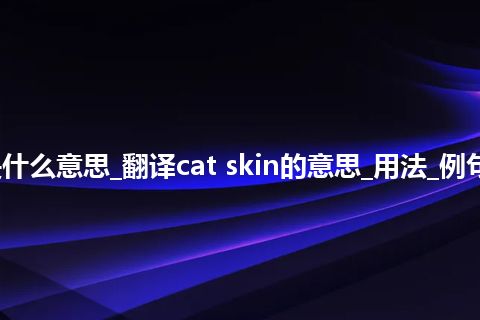 cat skin是什么意思_翻译cat skin的意思_用法_例句_英语短语