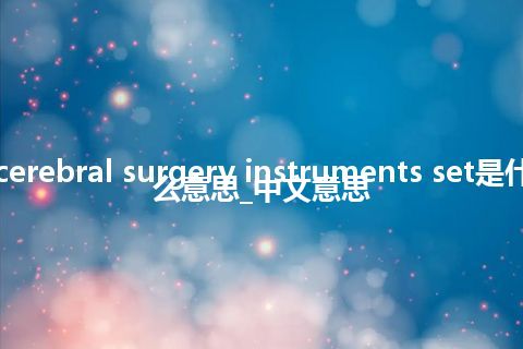 cerebral surgery instruments set是什么意思_中文意思