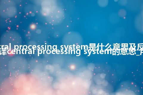 central processing system是什么意思及反义词_翻译central processing system的意思_用法