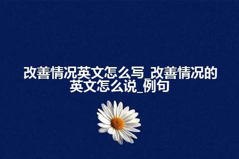 改善情况英文怎么写_改善情况的英文怎么说_例句