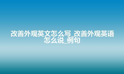 改善外观英文怎么写_改善外观英语怎么说_例句