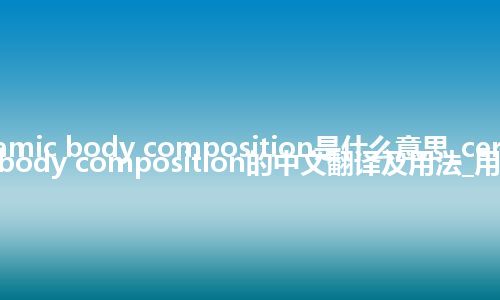 ceramic body composition是什么意思_ceramic body composition的中文翻译及用法_用法