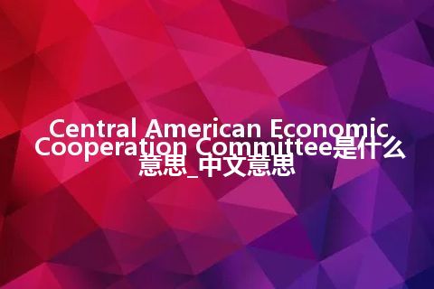 Central American Economic Cooperation Committee是什么意思_中文意思