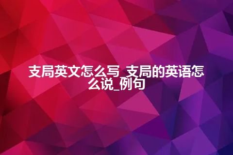 支局英文怎么写_支局的英语怎么说_例句