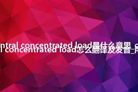 central concentrated load是什么意思_central concentrated load怎么翻译及发音_用法