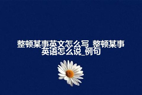 整顿某事英文怎么写_整顿某事英语怎么说_例句